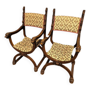Paire de fauteuils style - renaissance