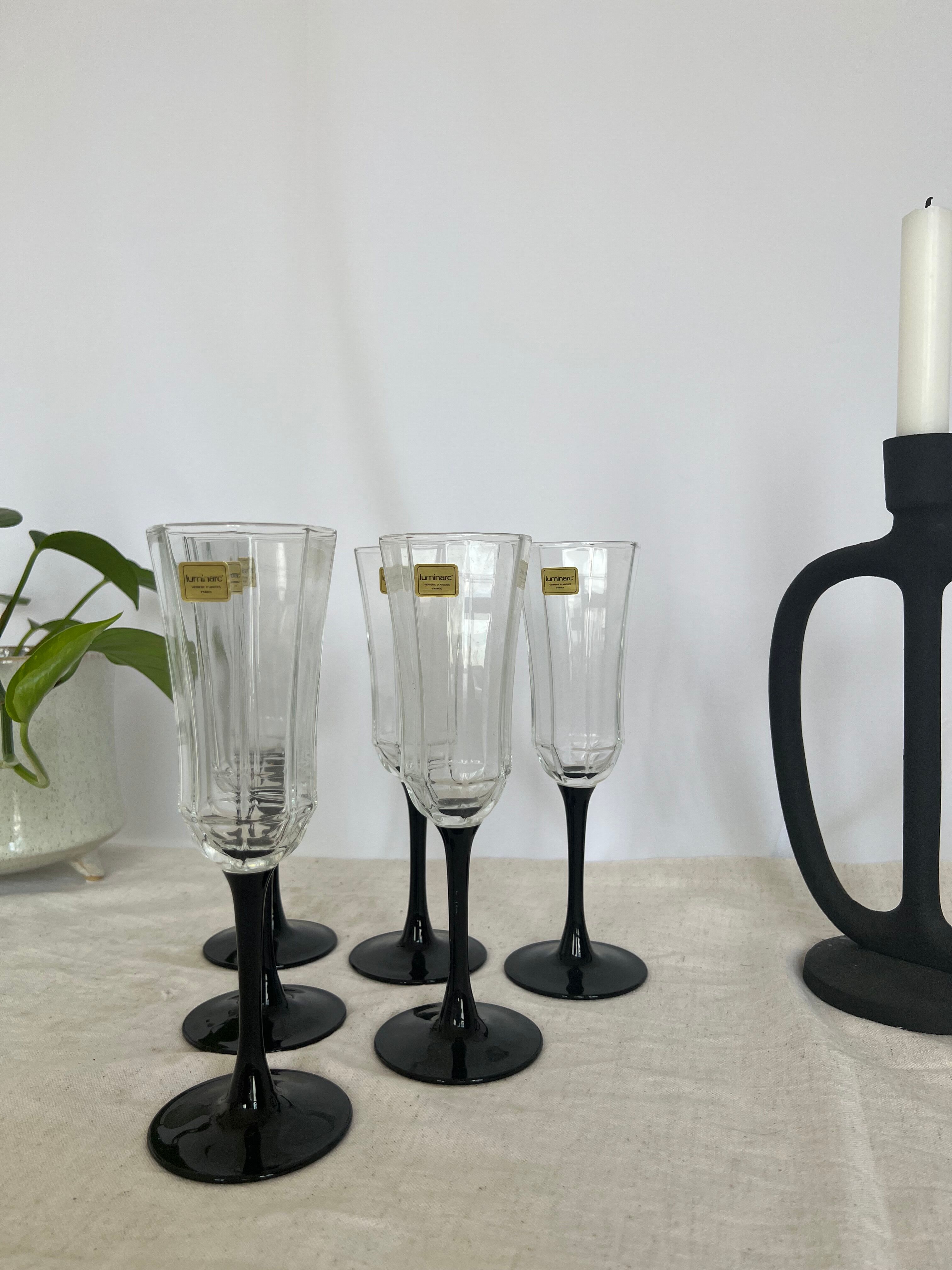 Six vintage champagne glasses Luminarc Octime 70s-80s