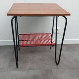 Side table with vinyl holder