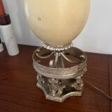 Silver-plated metal and ostrich egg lamp base, late 20th century