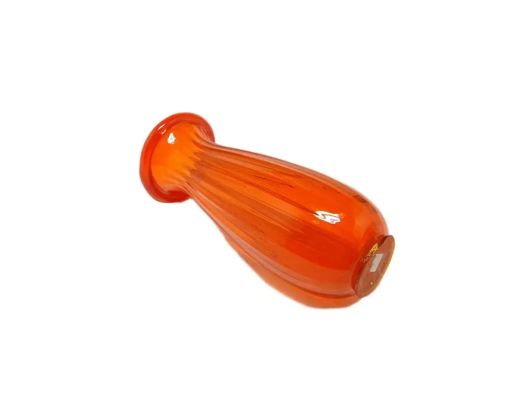 ABM Vase, mid-century modern, orange glass, Poland, 1970s