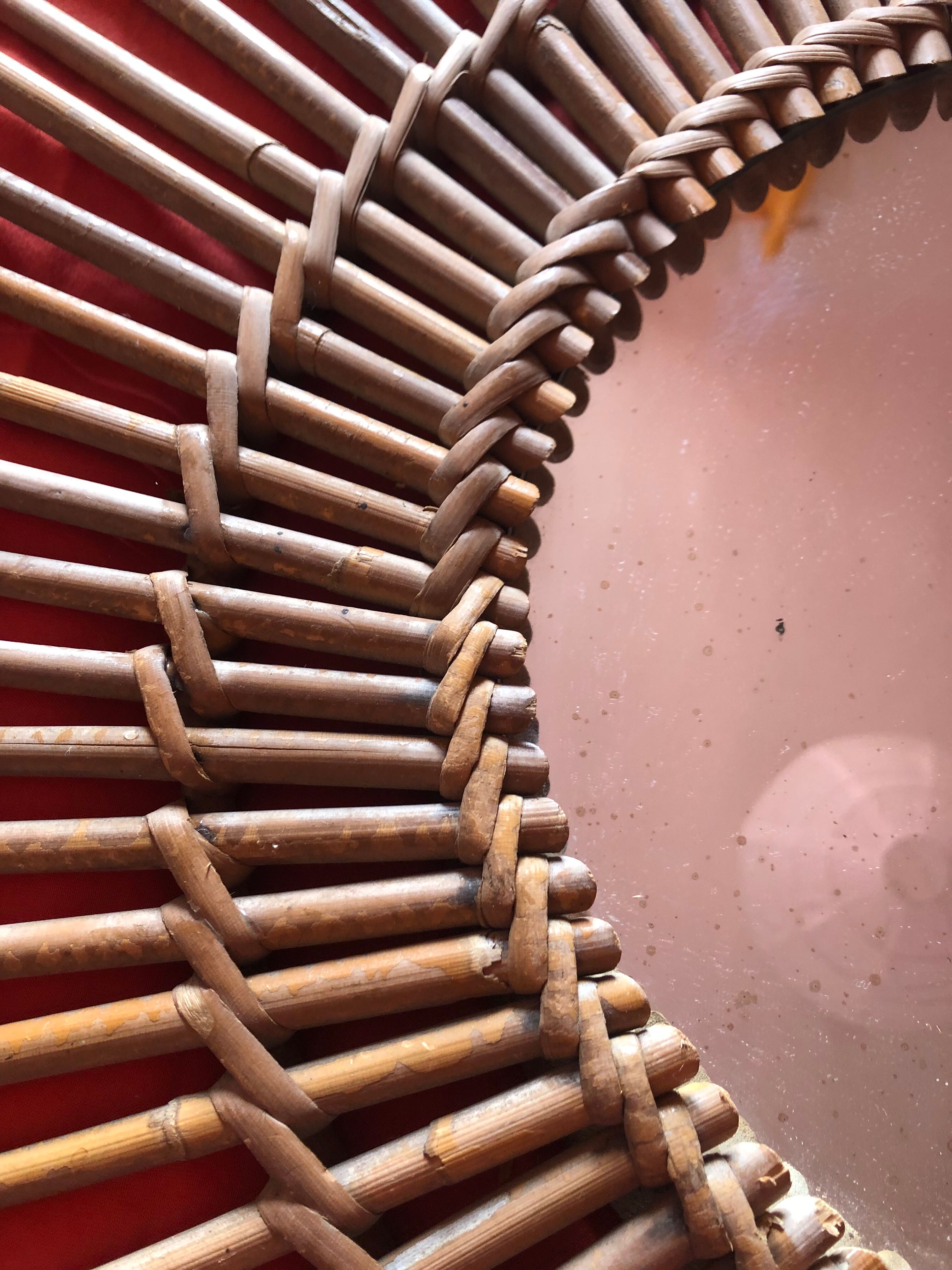 Vintage bamboo rattan mirror 50s