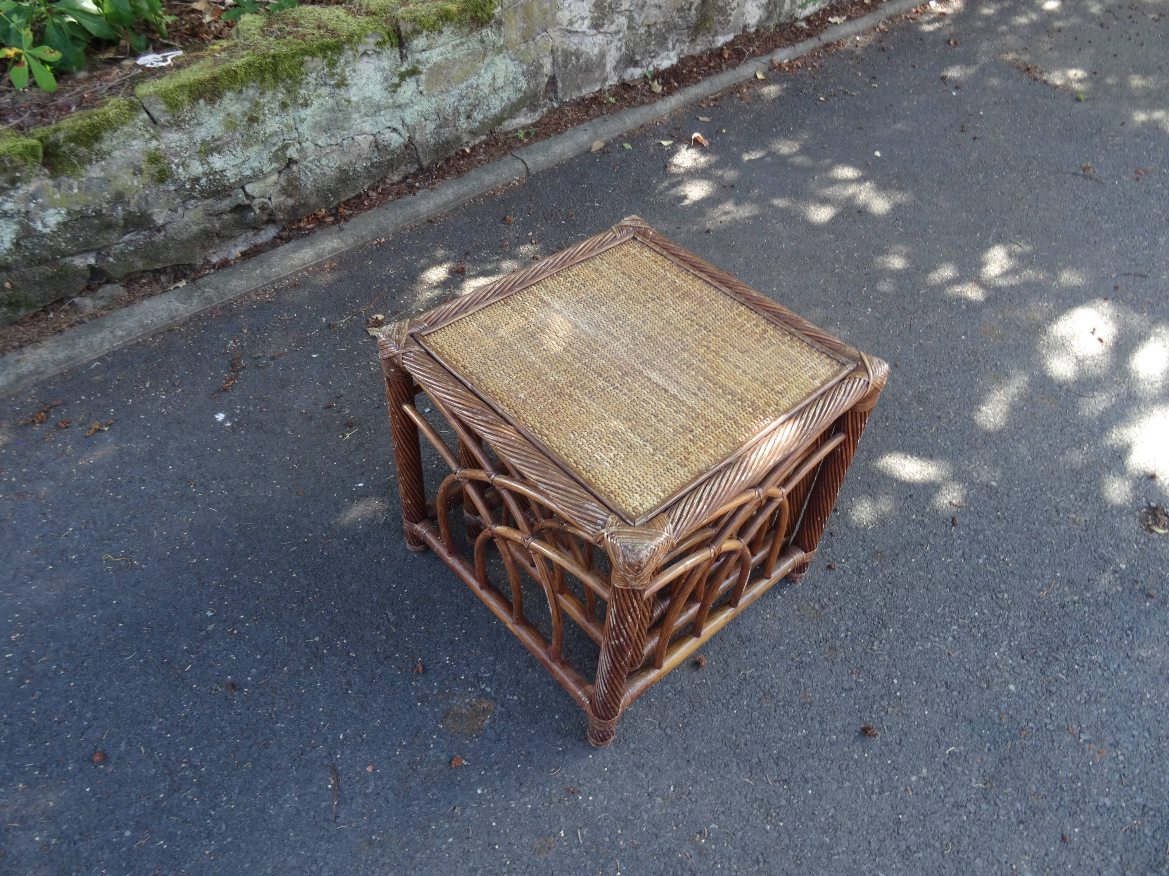 Trio of bamboo and rattan tables