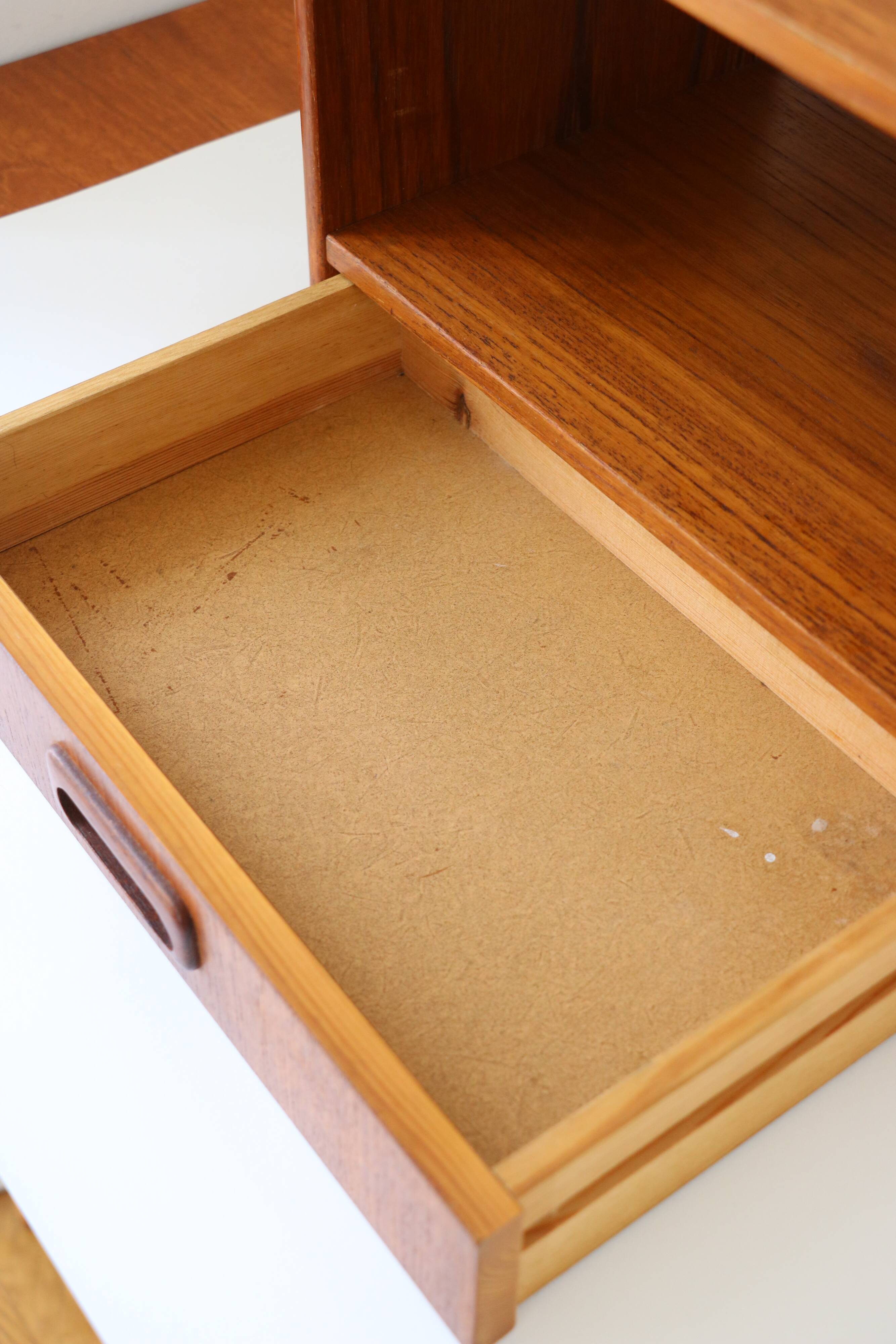 Wall-mounted bedside table with drawer, Scandinavian, 1960.