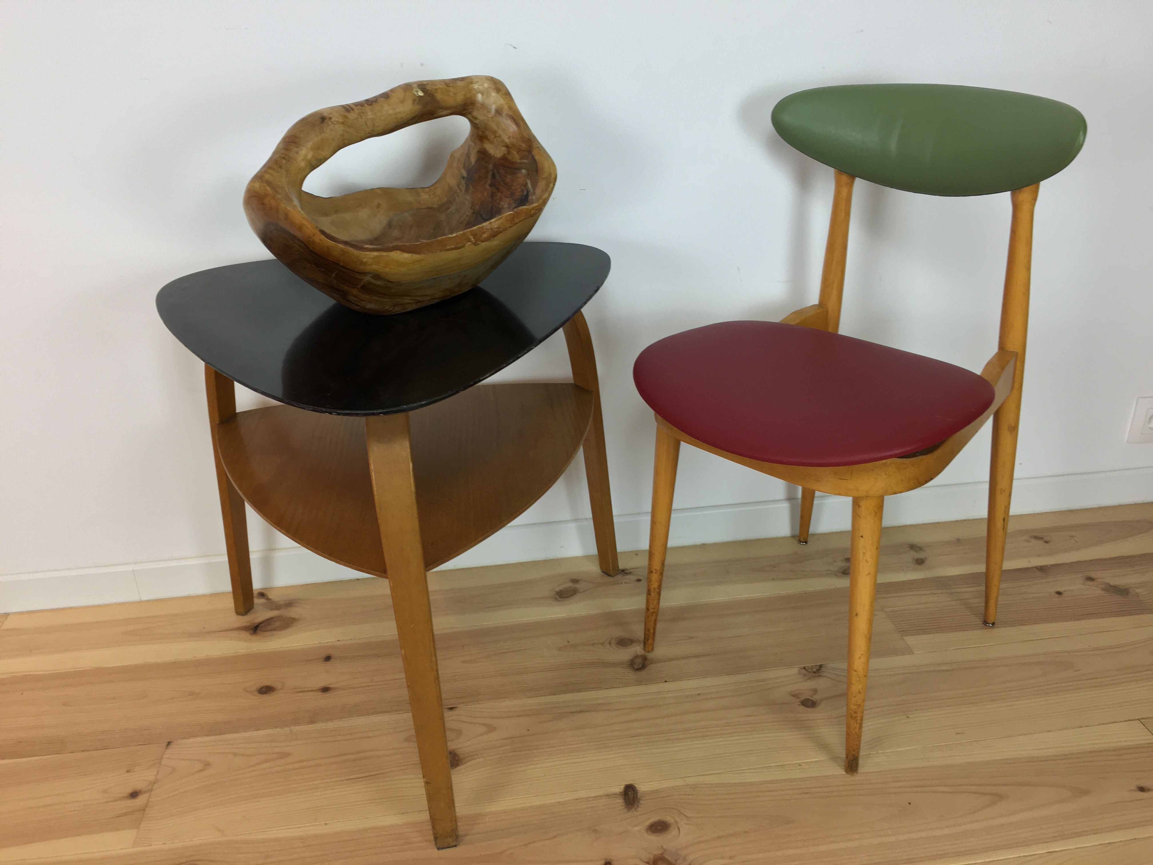 Brutalist olive wood basket