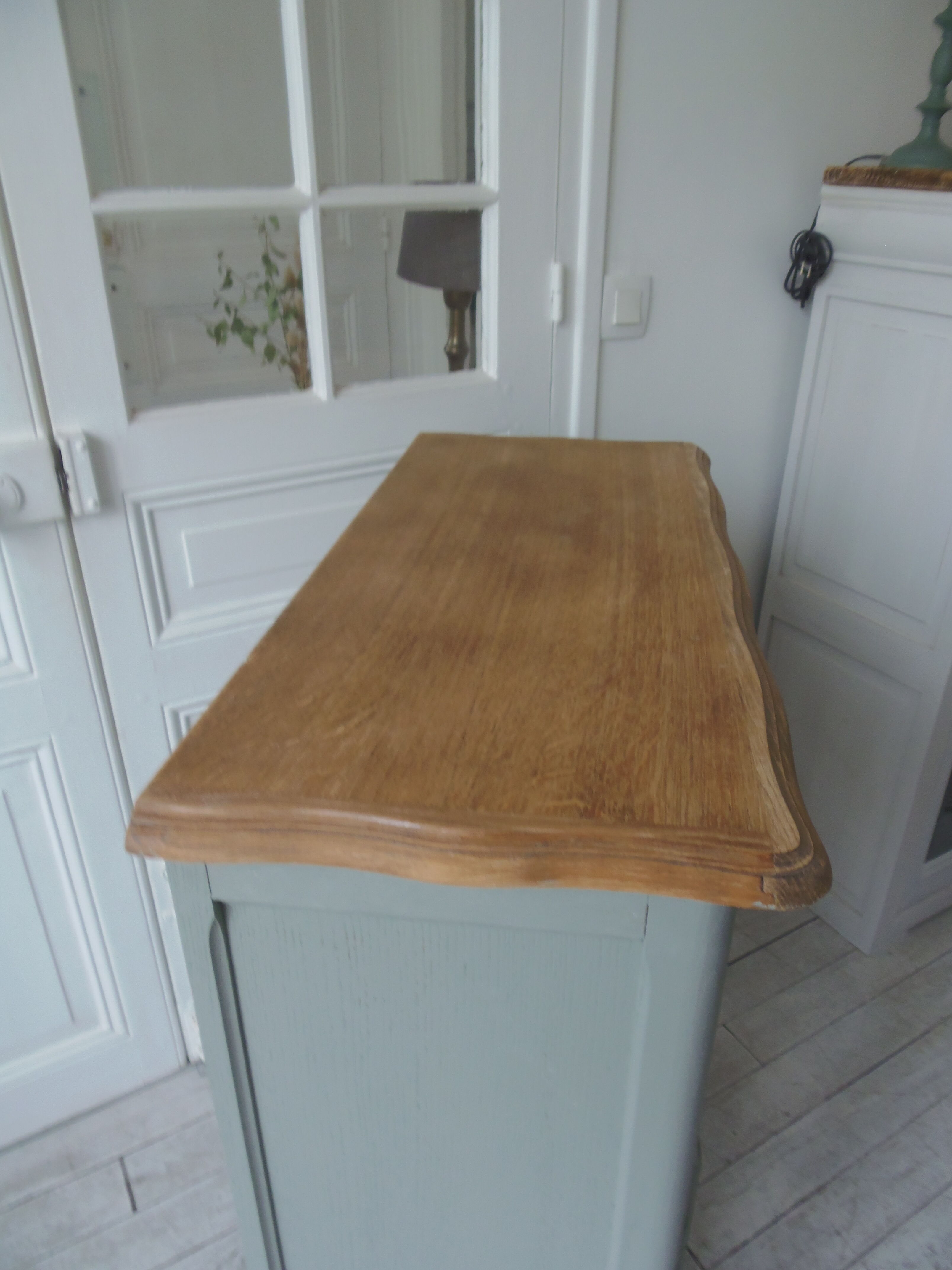 Vintage buffet green of gray, wooden tray