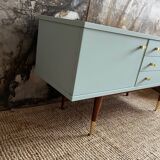 Seventies freshwater blue and brass sideboard