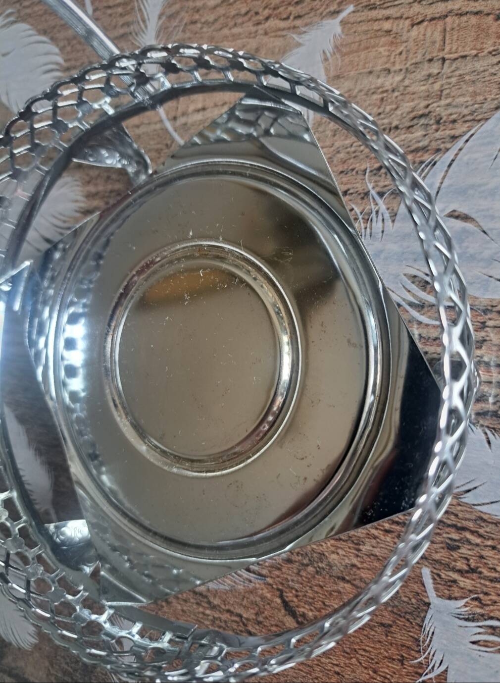 Service à condiments vintage en verre et métal