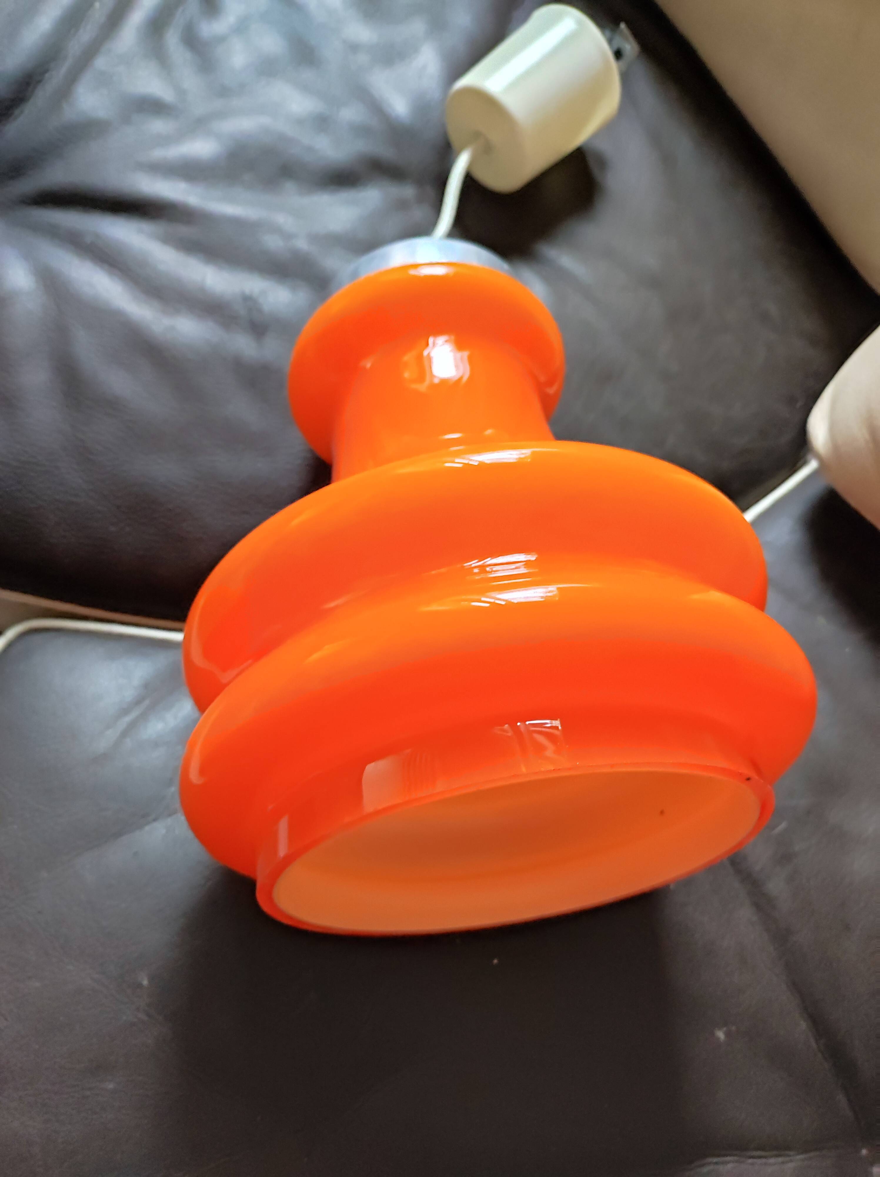 Chandelier suspension opaline orange space age vintage 60 70 s