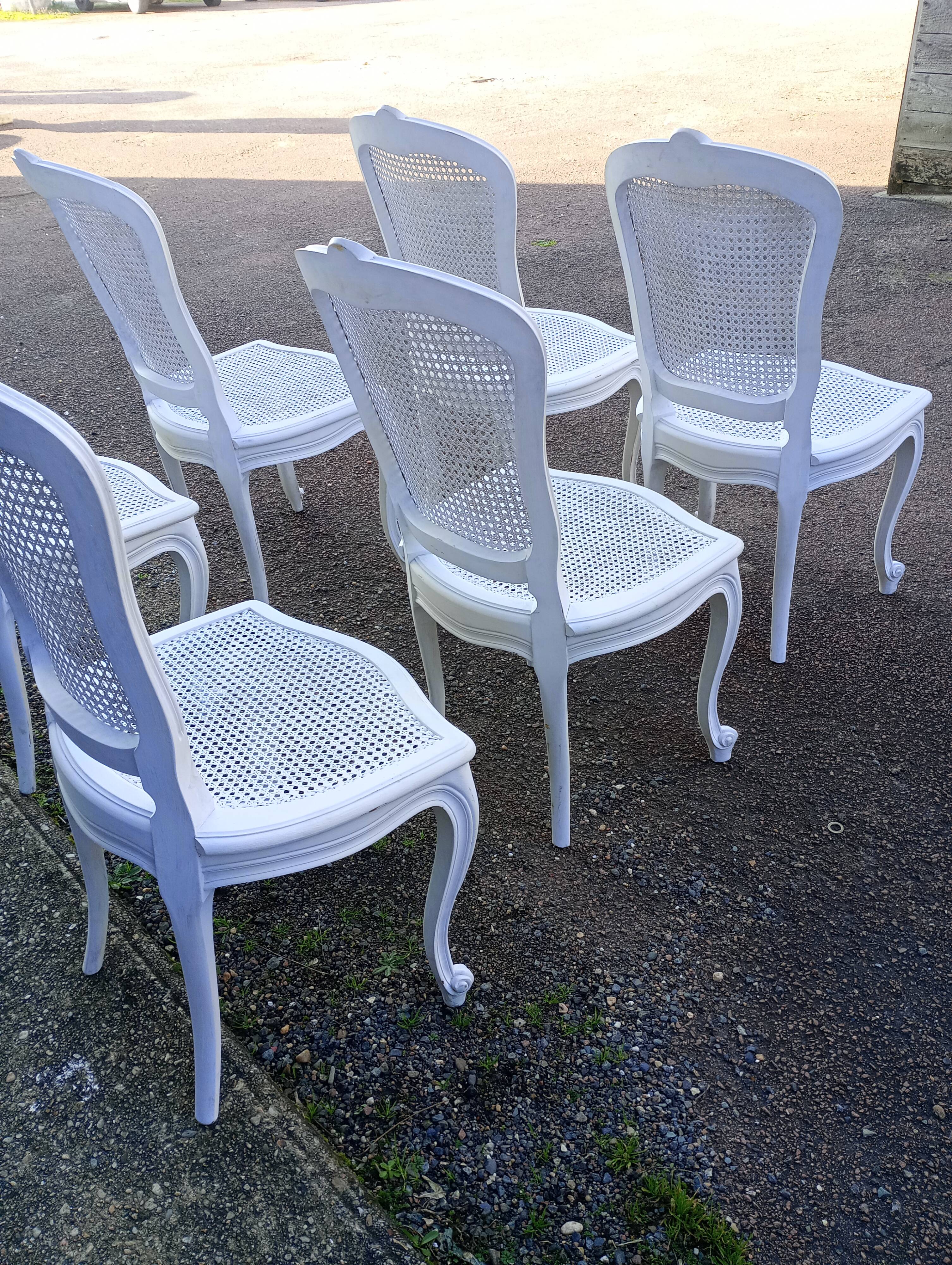 six Louis XV style caned chairs
