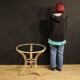 Italian iron side table with glass top