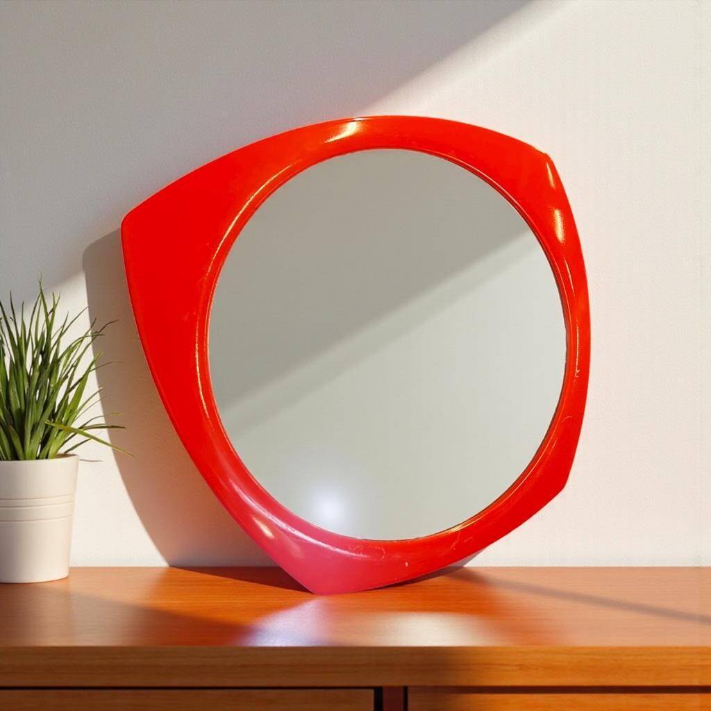 Vintage orange wall mirror 70s pola