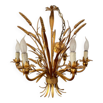 Golden wheat ear chandelier