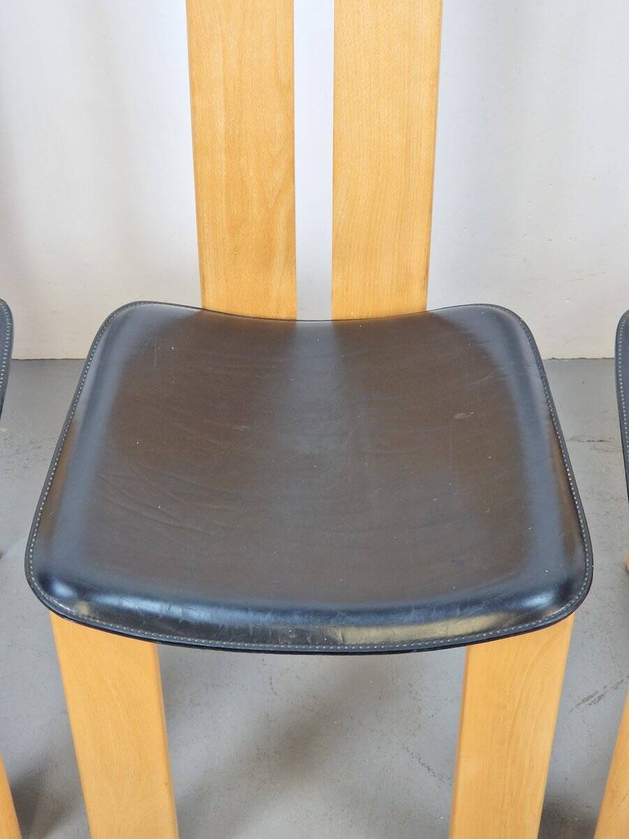 Vintage Beech and Leather Dining Chairs by Pietro Costantini for Ello, 1970s, Set of 4