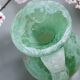 Small green Murano vase with handles – blown glass - "scavo" type