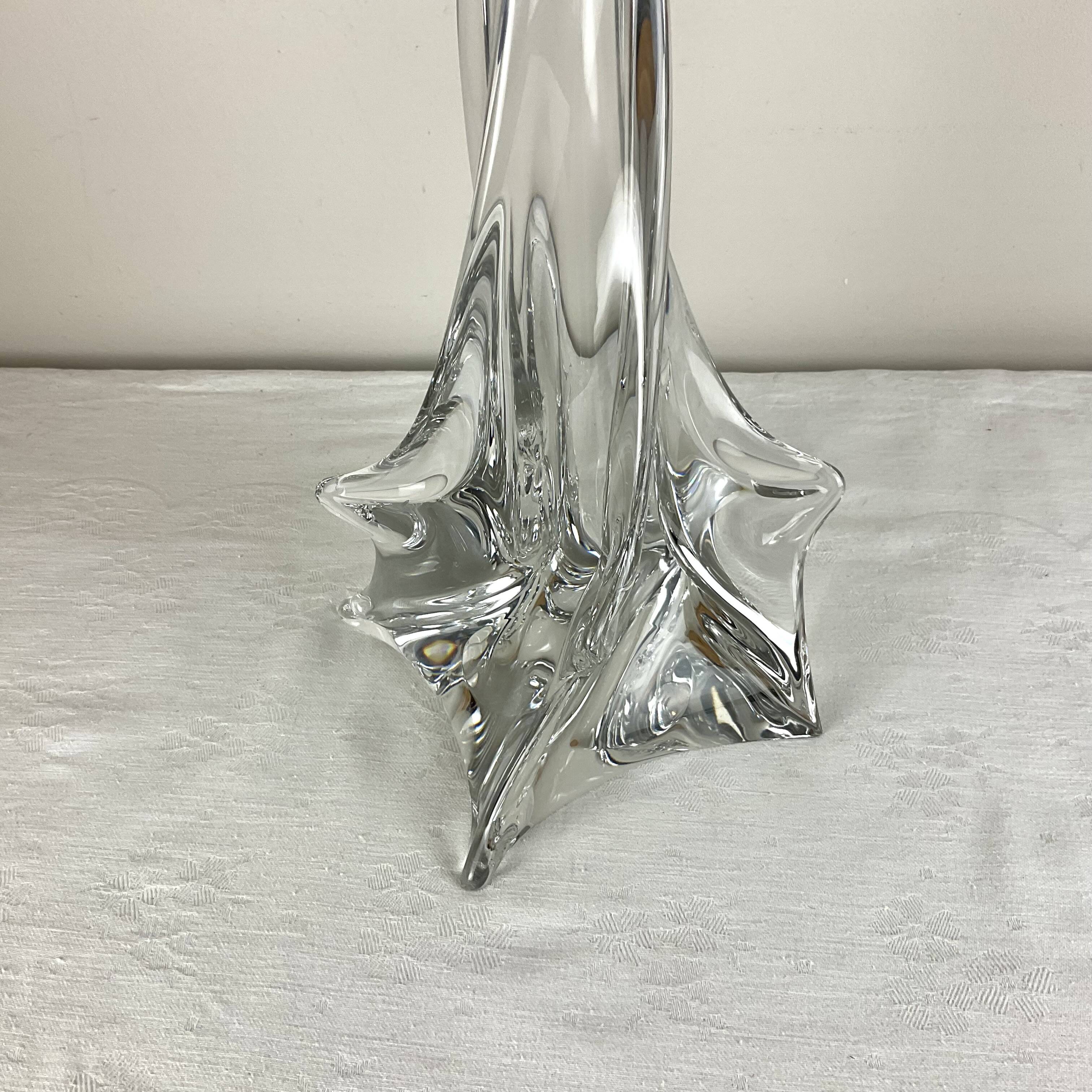 Solid glass lamp and dried flower lampshade from the 60s/70s