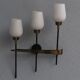 Pair of brass appliques metal and opaline 1960