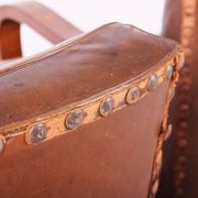 Canapé et 2 fauteuils Art Déco vintage en noyer et cuir, années 1930