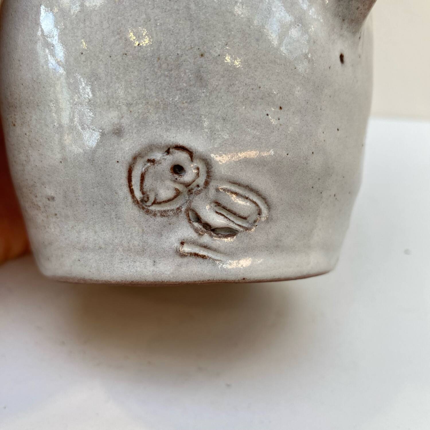 Enameled stoneware pitcher by Jeanne and Norbert Pierlot