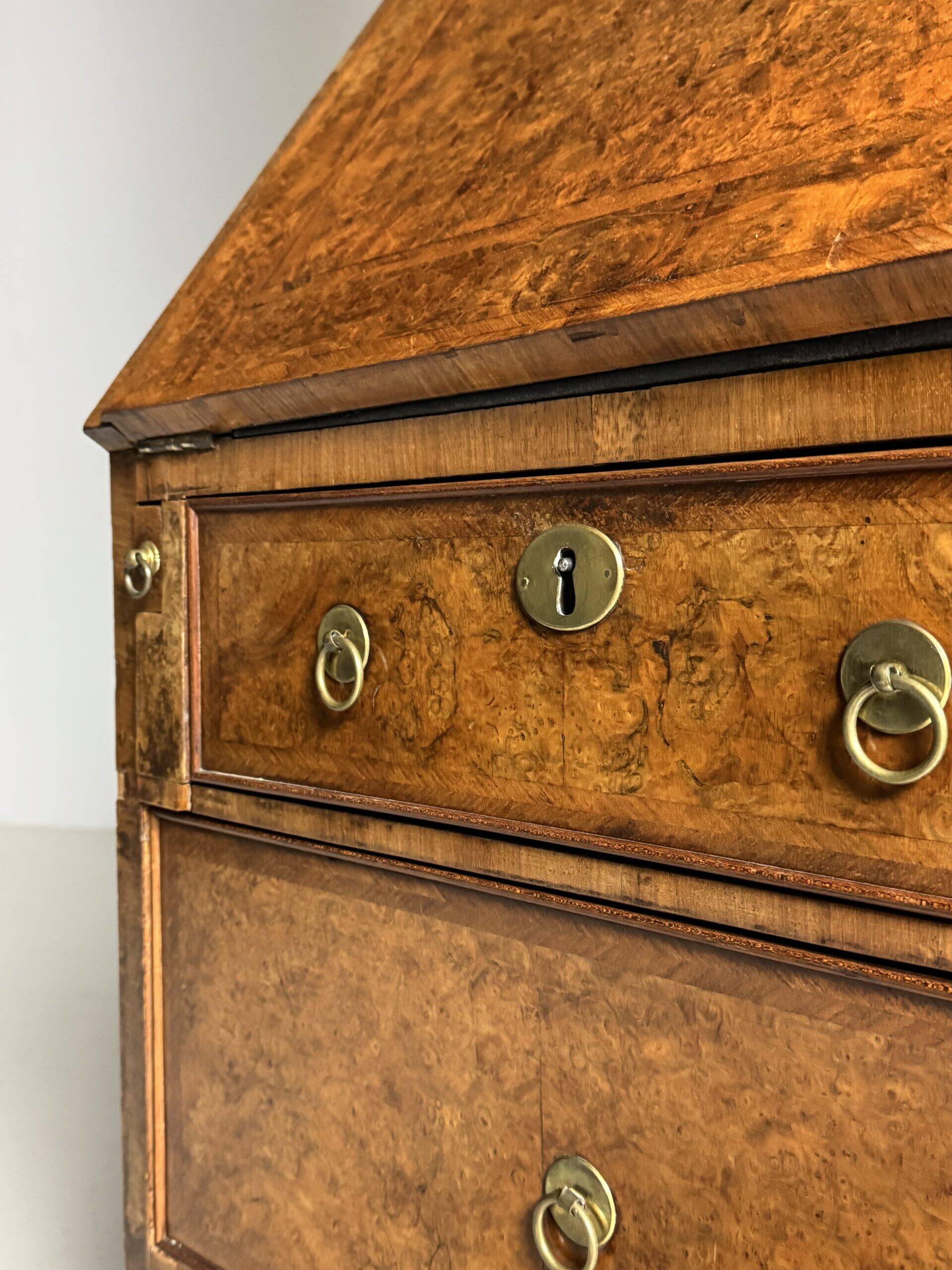 Burr walnut bureau bookcase 19th century