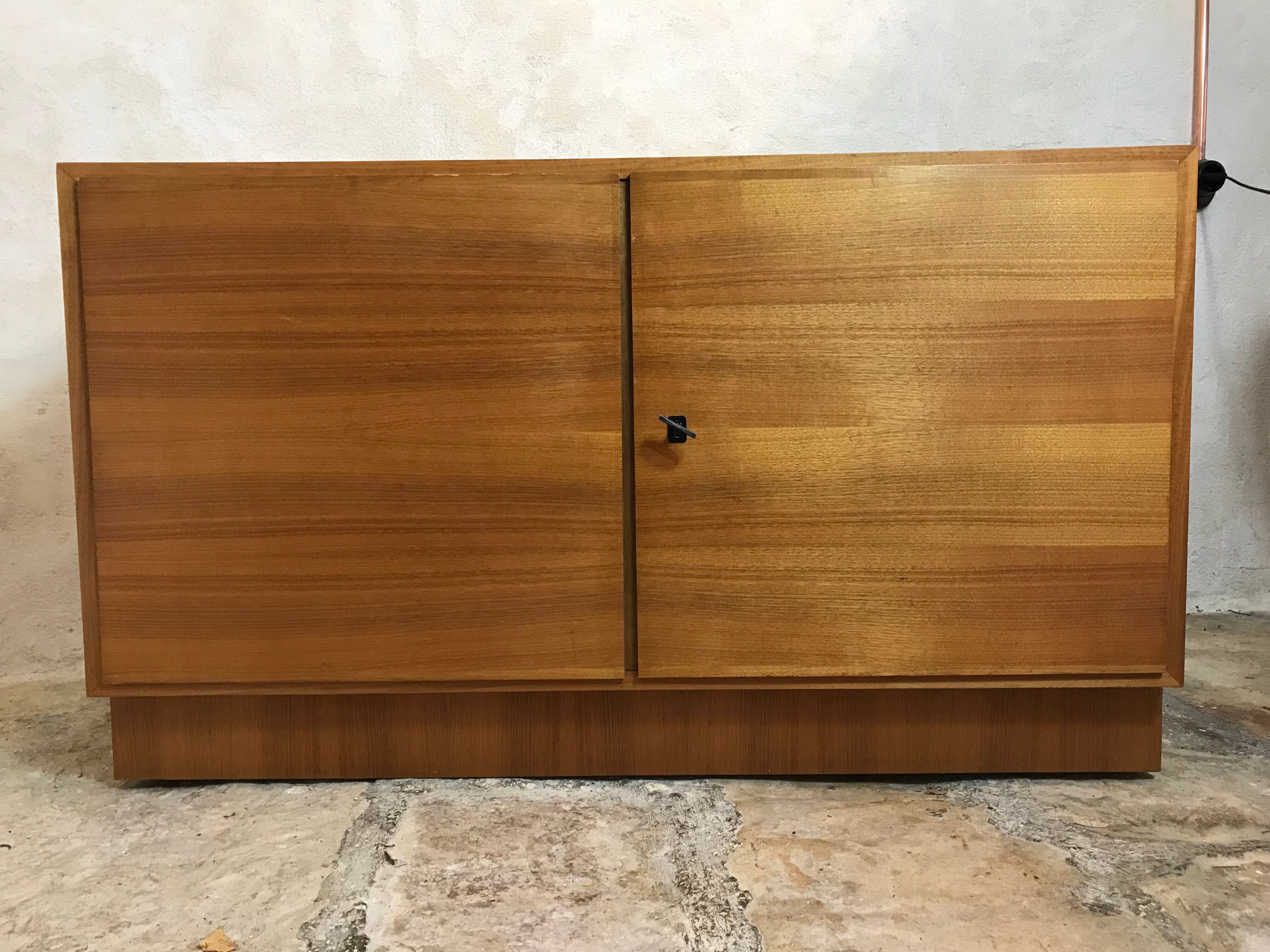 Buffet Box storage cabinet vintage blond walnut 1960-80's