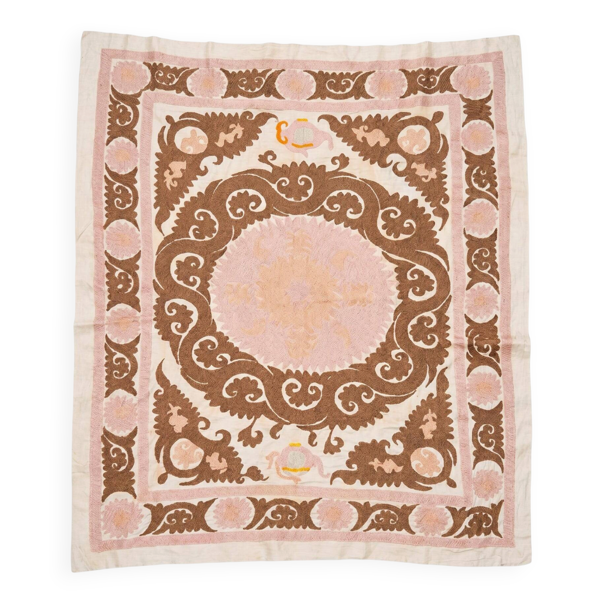Nappe brodée à la main vintage 134x167 cm