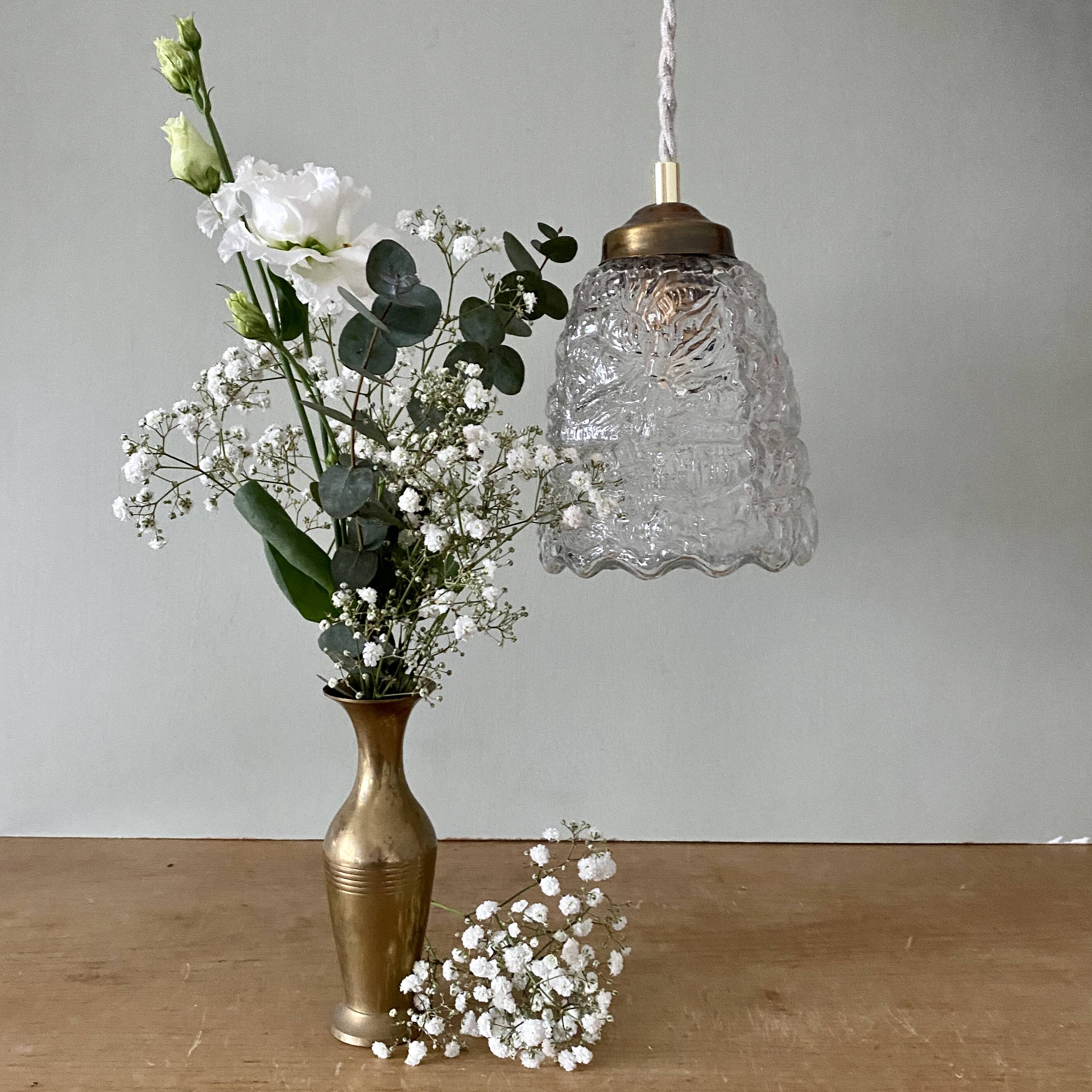 Vintage globe pendant in molded glass