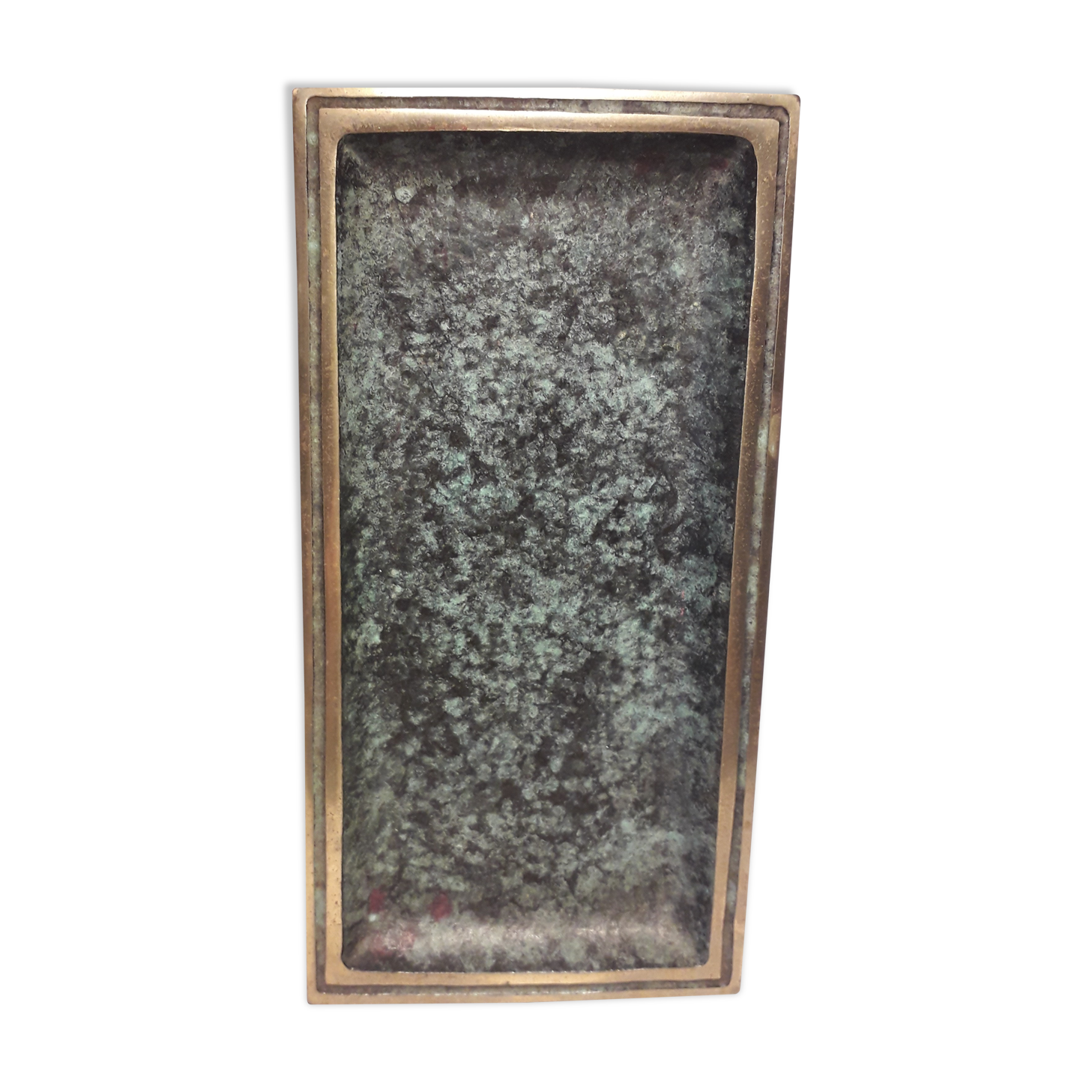 Empty top rectangular pocket in green patinated bronze