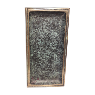 Empty top rectangular pocket in green patinated bronze