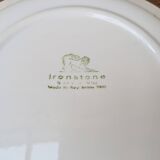 Vintage round serving dish with yellow flowers, Ironstone, 1970s, Italy.