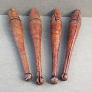 Set of 4 old English juggling clubs circa late 19th