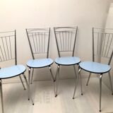 Lot de 4 chaises métal chromé années 70