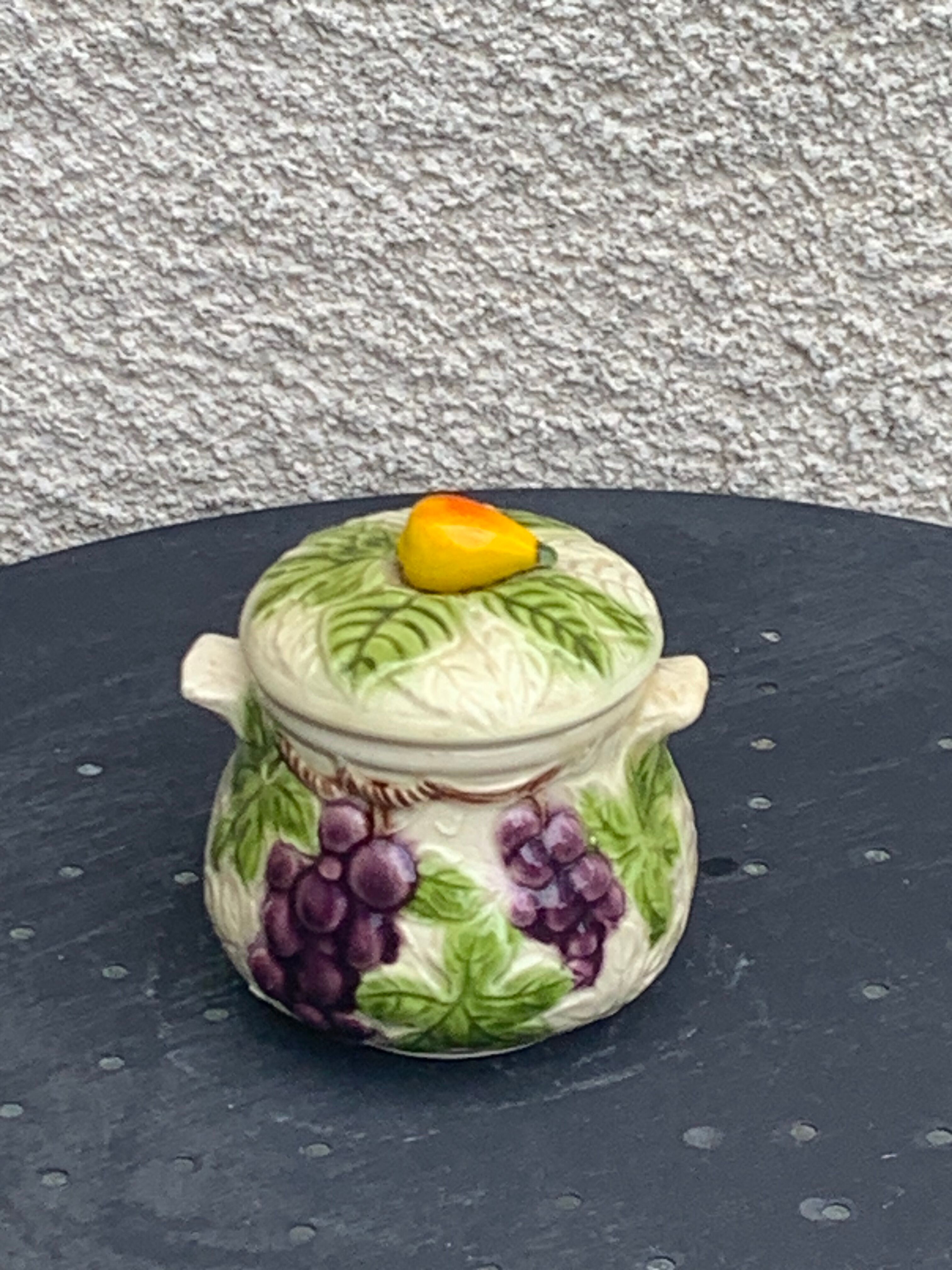 Slurry pattern pears and vintage glazed ceramic grape