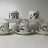 Set of 5 espresso coffee cups in Limoges Haviland porcelain