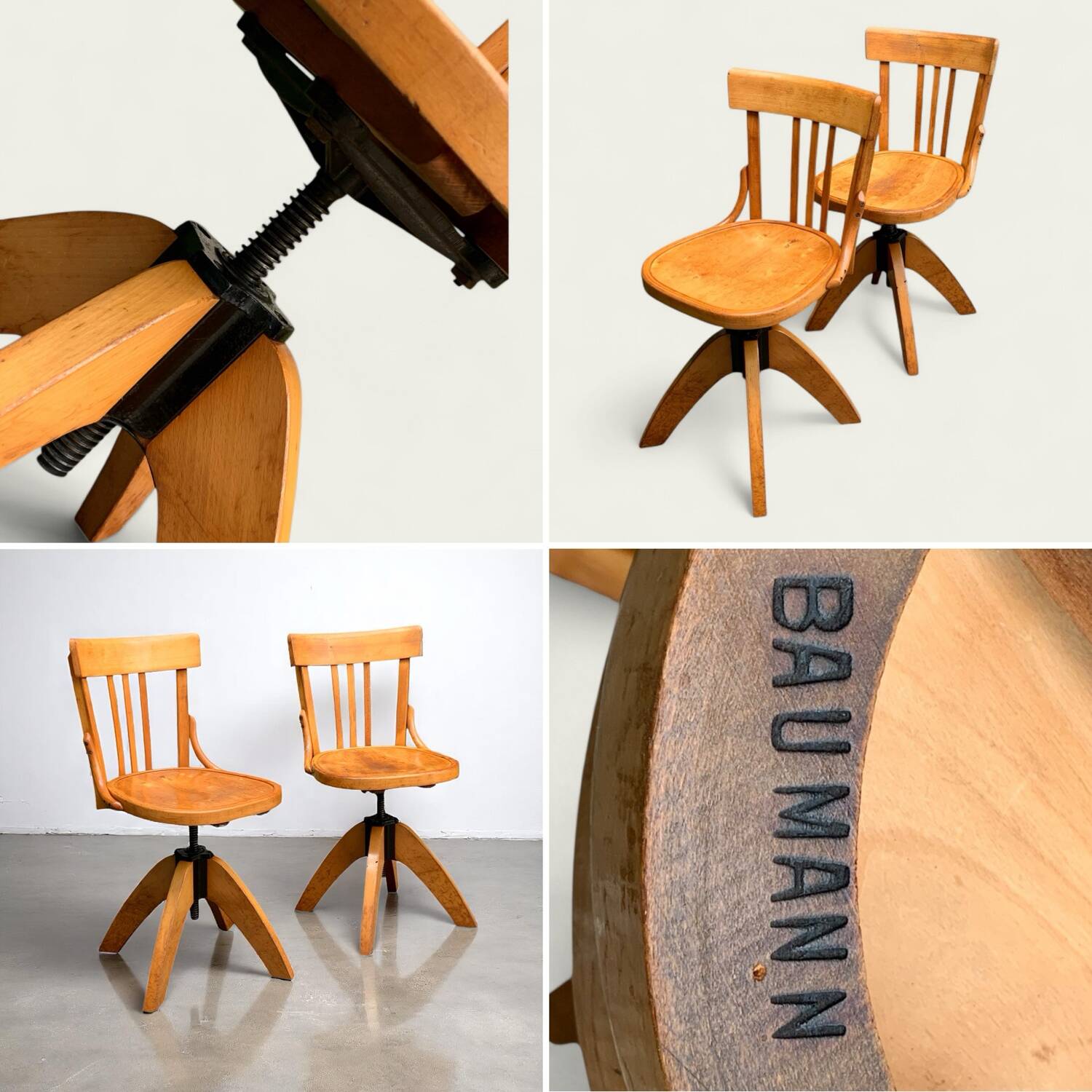 Pair of Baumann rotating screw chairs 1960