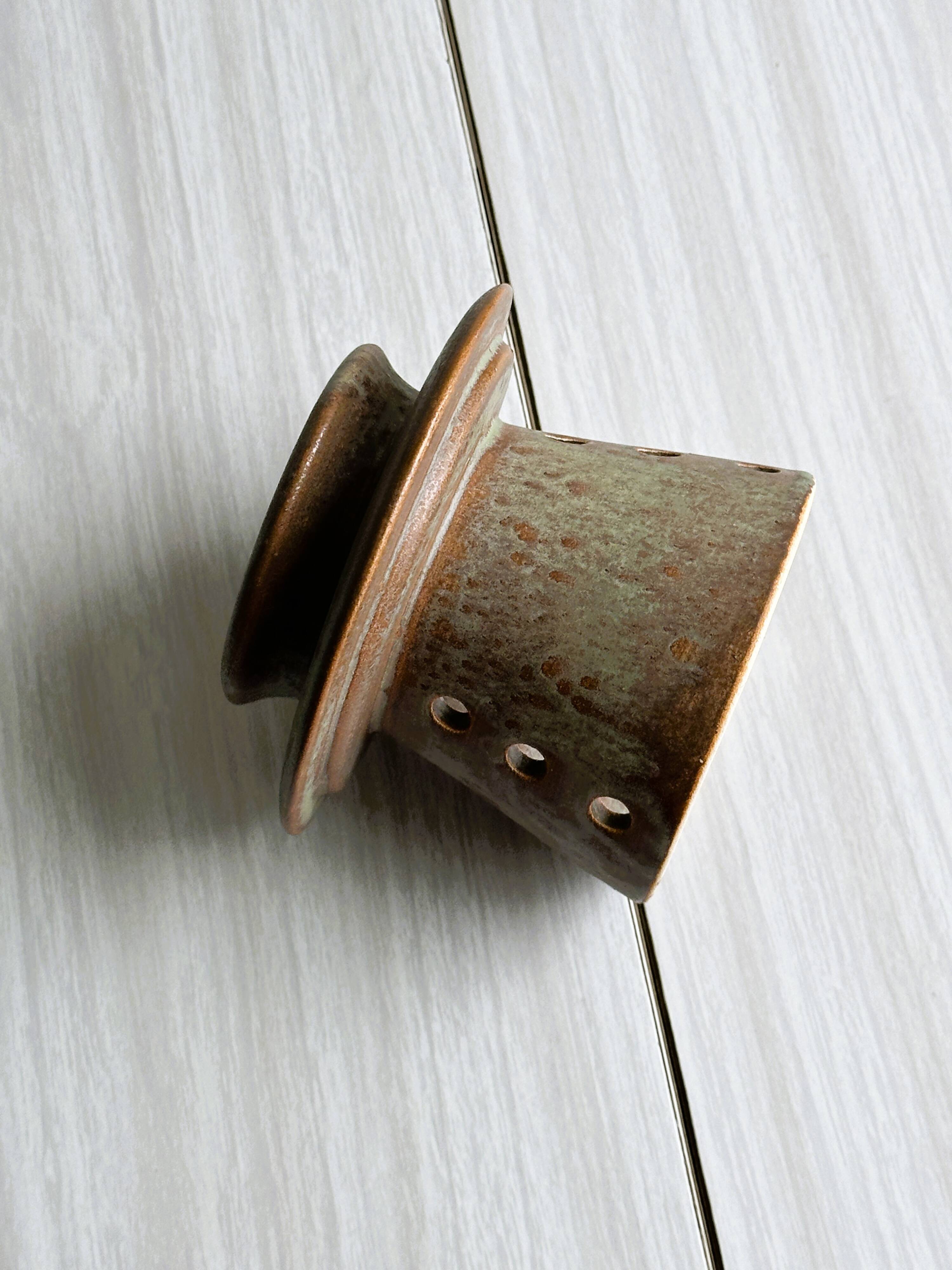 Stoneware butter dish, artisanal pottery.