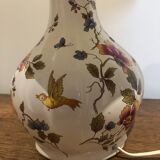 Vintage faience lamp with bird décor