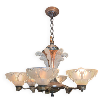Lustre ezan art déco à 6 lumières