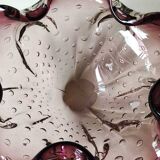 Murano empty pocket "Bullicante" organic floral shape. Plum tones. Diam. 17cm