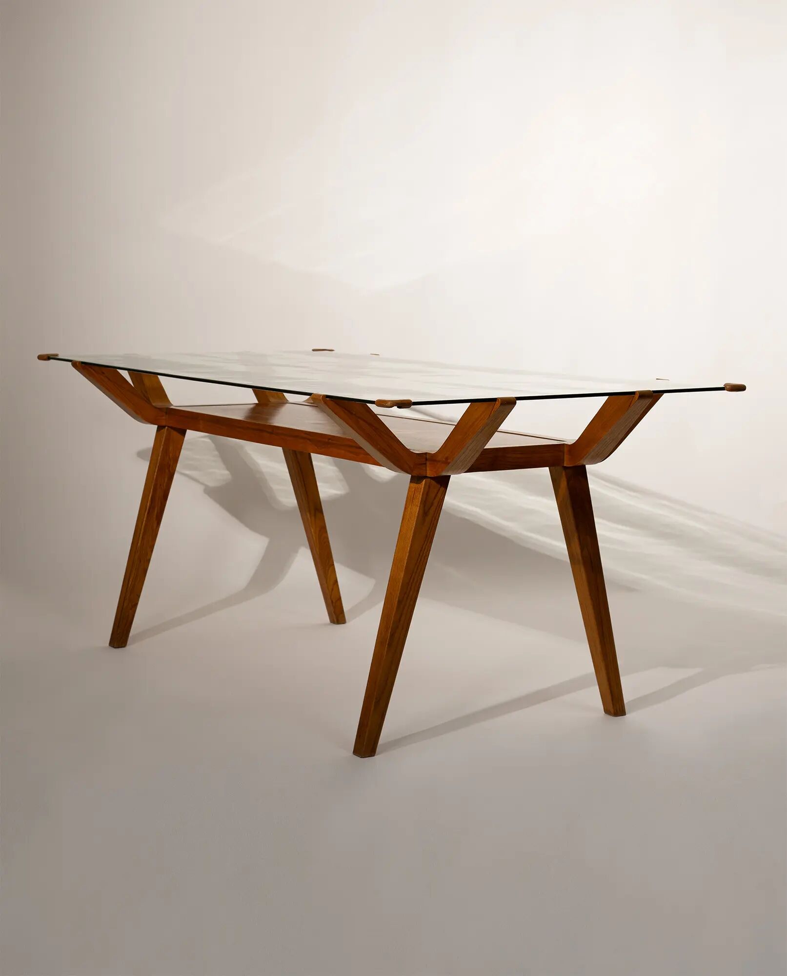 Mid-Century Italian dining table with wood inlay, 1950