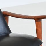 Paire de fauteuils scandinaves en teck et cuir Westnofa Norvège 1960