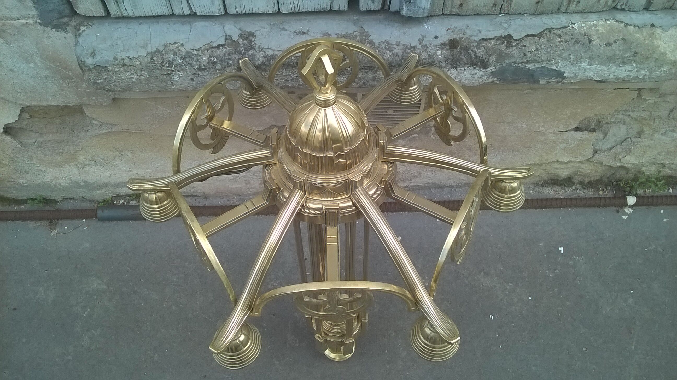 Bronze chandelier and brass art deco period