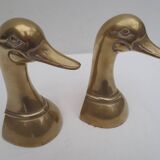 pair of brass duck bookends