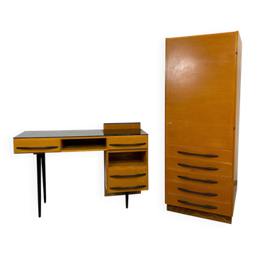 Bureau à écrire avec armoire par Mojmír Požár pour UP Závody Bučovice
