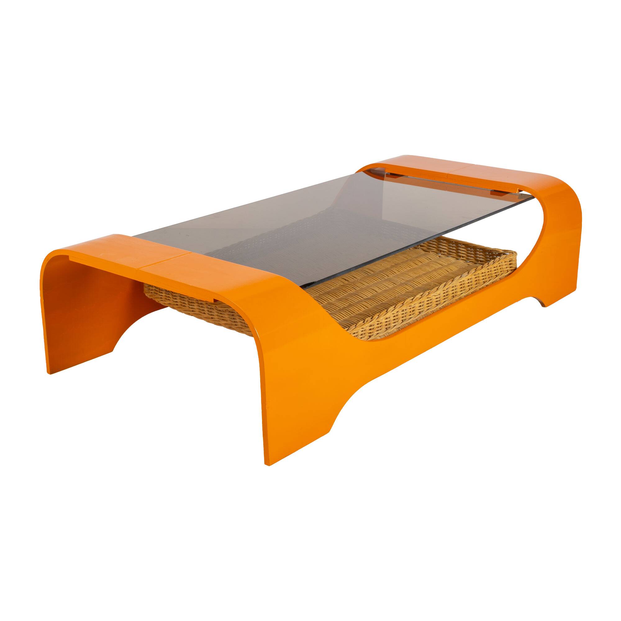 Orange and Smoke Space Age Couch Table