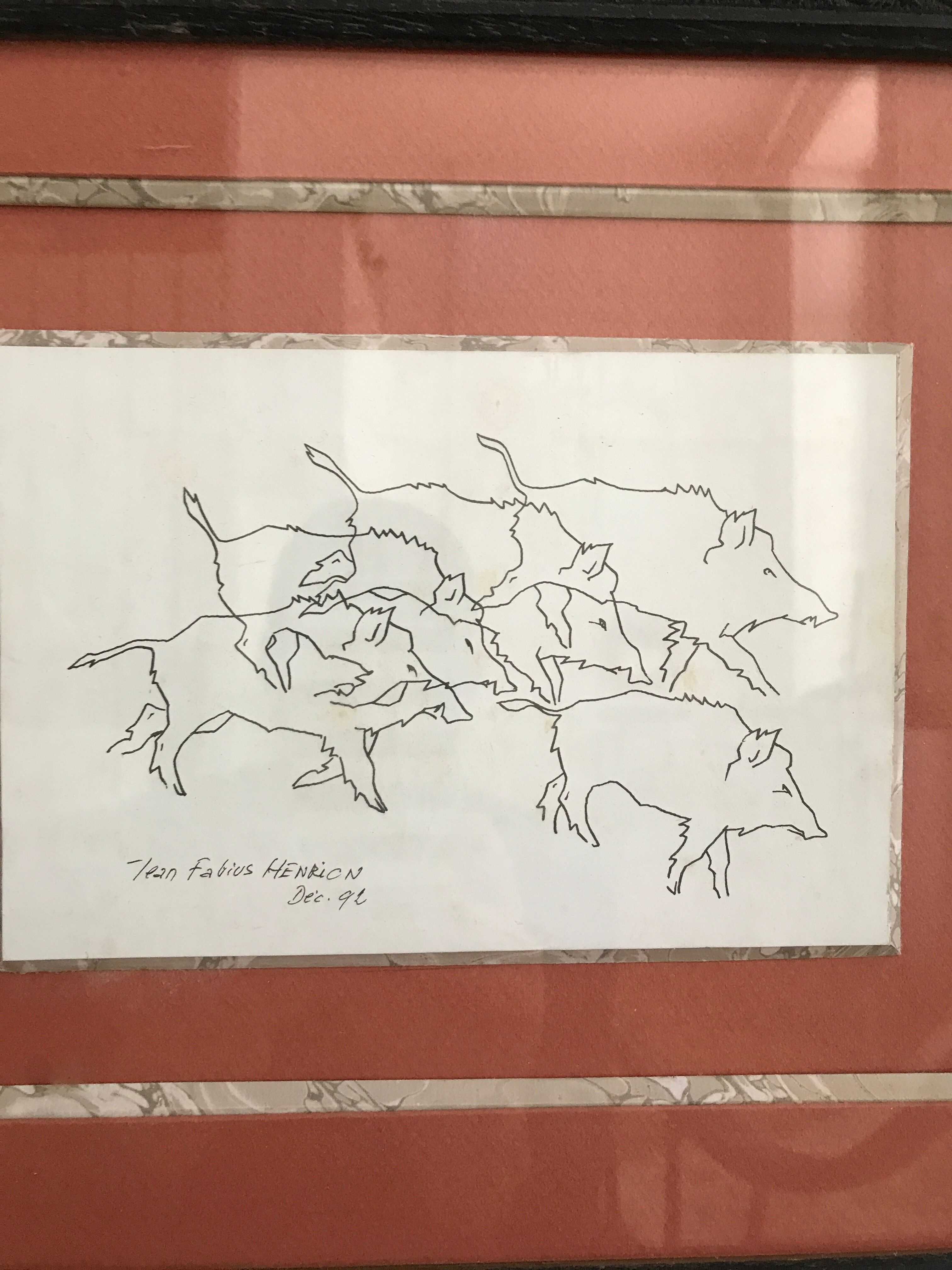 Framed drawing by Jean Fabius Henrion, year 92