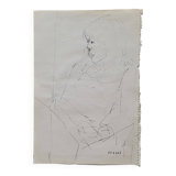 Drawing by Nagao Usui: Young woman in profile