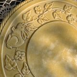 Underside, glazed ceramic, slurry, ivy frieze and rabbit pattern, Vintage
