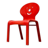 Chaise en bois vintage postmoderne avec visage de clown pour enfants, années 1990