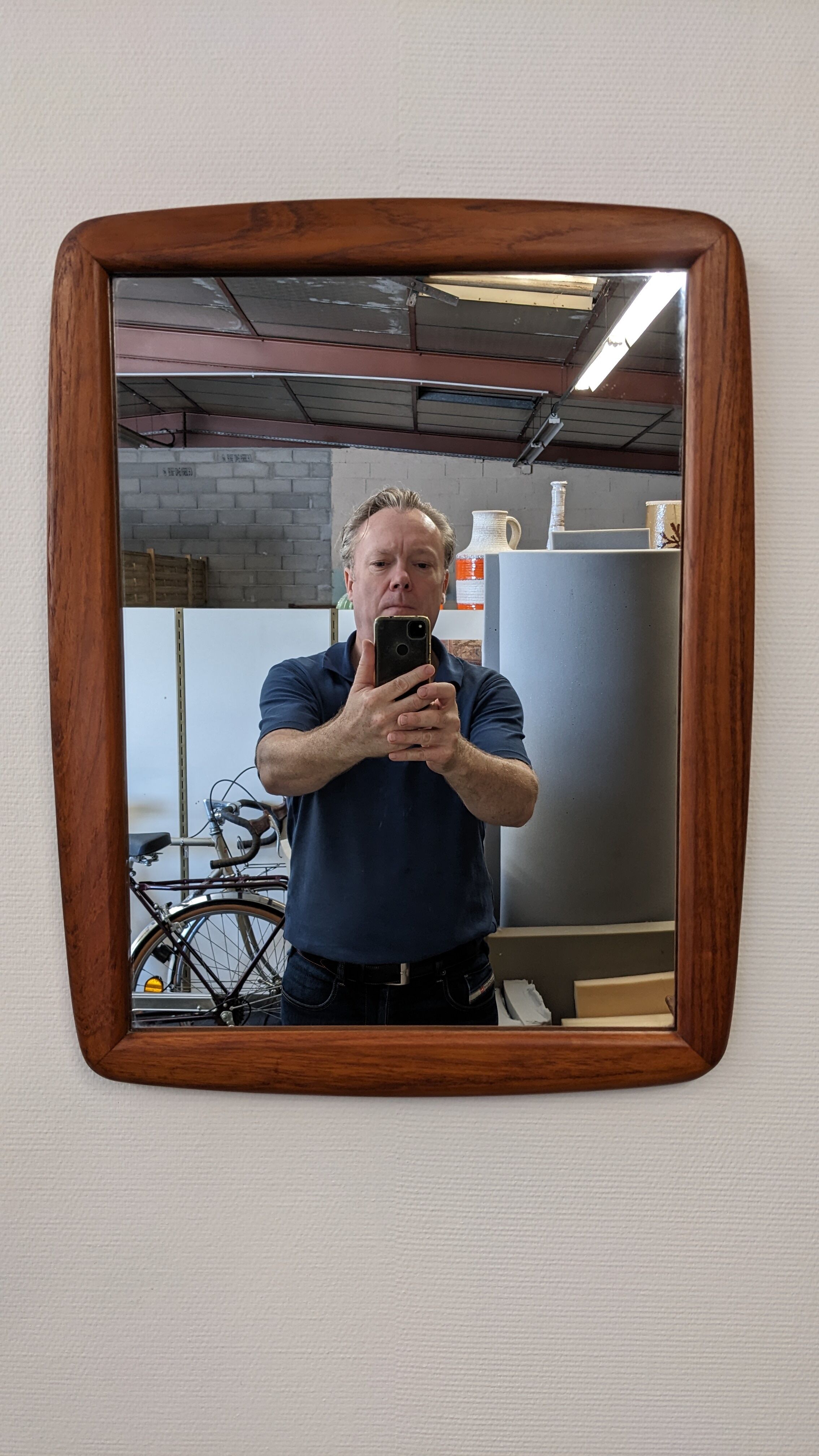 Scandinavian mirror in solid teak, Denmark circa 1970.